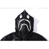 Shark Print Jacket Shark Head Little Dinosaur Embroidered Leather Jacket Men'S And Women'S Zipper Jacket