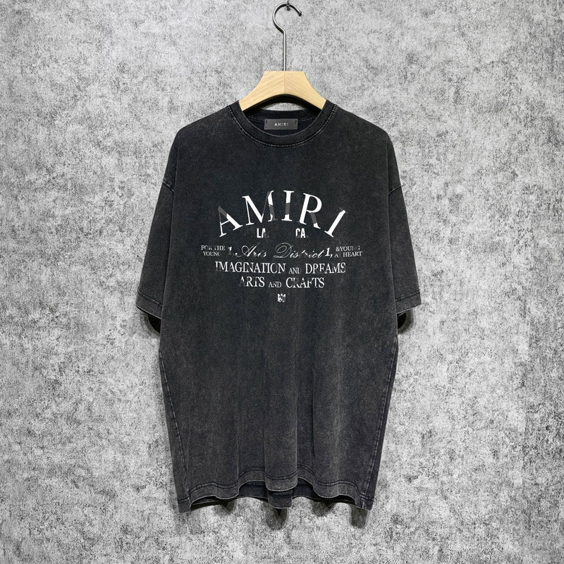 Amiri washed t-shirt damaged spider printing short sleeve