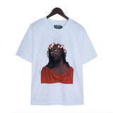 Denim Tears T Shirts Kapok Vintage Portrait Oil Painting Print Loose-Fitting Casual round-Neck Short Sleeve T-shirt