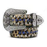 Hip-hop punk rhinestone belt skull