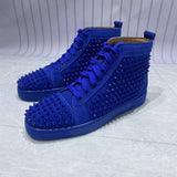 Louboutin-style red bottom shoes red bottom men's studded sneakers men's spring hidden heel breathable high-top sneakers outdoor abrasion resistant rivets