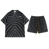 Rhude T Shirt Zebra Letter Embroidery Casual Short Sleeve Shirt, Shorts