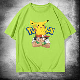 Men and Women Pokemon Pikachu T Shirt Cotton Short Sleeve T-shirt