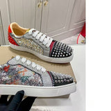Louboutin-style red bottom shoes export europe station cl red bottom shoes electric embroidery low top high top men's shoes red bottom couple trendy rivets casualtie back