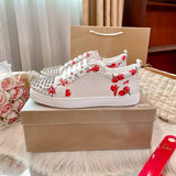 Louboutin-style red bottom shoes guangdong version european station cl red bottom shoes best selling studded shoes studded shoes fashioneasiest for match red bottom studded sneakers