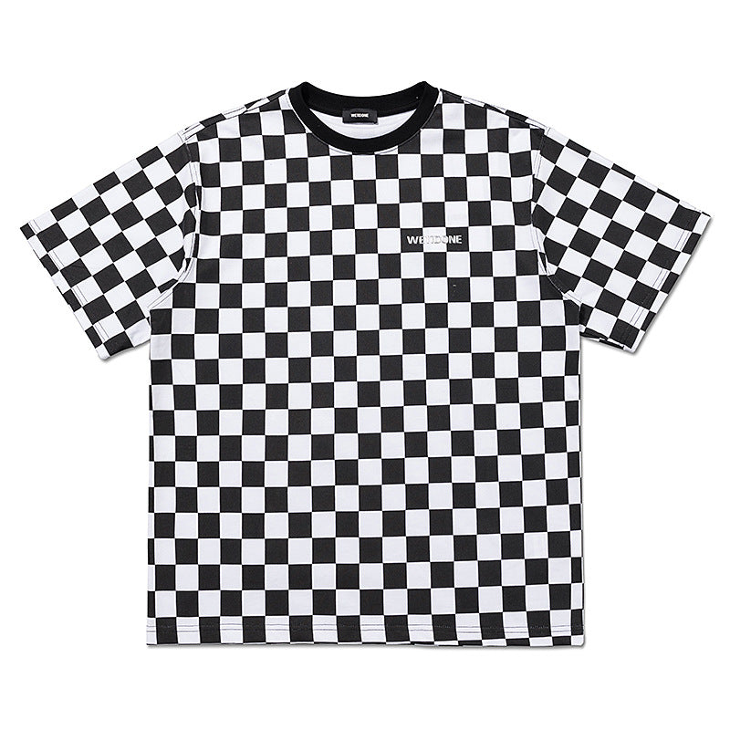 We11 Done T Shirts Plaid Logo Letter Offset Printing Loose Men and Women