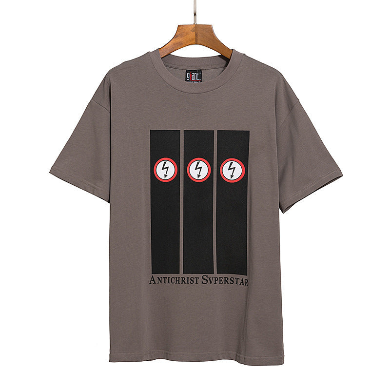 Marilyn Manson T Shirt Lightning Distressed T-shirt Men and Women Short Sleeve Loose