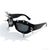 Trendy punk glasses retro spiked dark