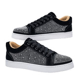 Louboutin-style red bottom shoes cl red bottom hot diamond couple sneakers low ankle rhinestone casual shoes easiest for matchfashionflats shoes
