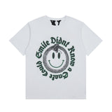 Vlone T Shirt Spring Summer Smiley Letter Pattern Crew Neck