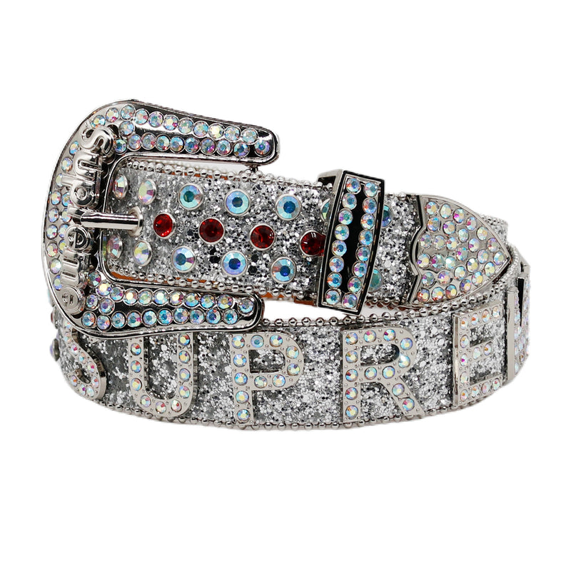 Hip-hop punk rhinestone belt glitter punkletter accessories