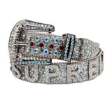 Hip-hop punk rhinestone belt glitter punkletter accessories