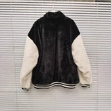 CHH Chrome Heart Coat Vintage embroidery black and white color matching loose lamb wool cotton jacket
