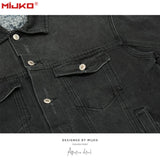 MIJKO Mens Jacket Distress Denim Jacket