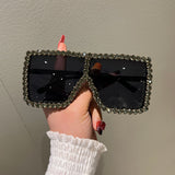 Trendy punk glasses with diamonds