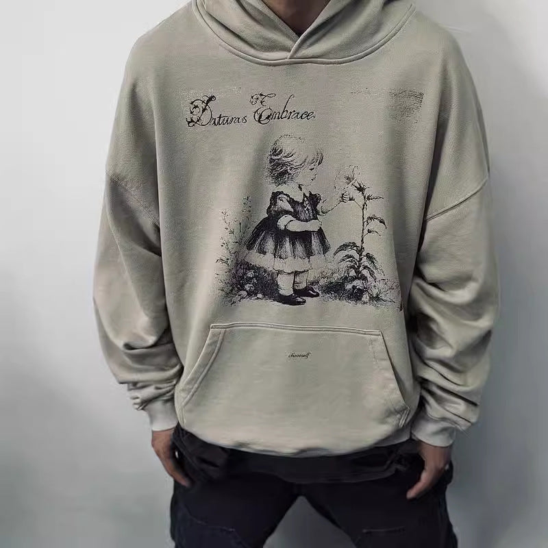 Mens Vintage T-Shirts vintage American hooded sweater loose