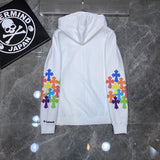 CHH Chrome Heart Hoodie Crowe Double Arm Embroidered Colored Cross Group Leather Zip Sweater