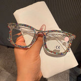 Trendy punk glasses diamond anti-blue light
