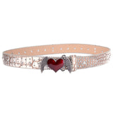 Hip-hop punk rhinestone belt heart buckle cross accessories
