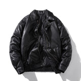 Mens Vintage Jackets Vintage PU Leather Jacket Padded Pilot Bike Leather Jacket