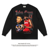 Nba Long Sleeve Shirt Autumn and Winter Jalen Green American Long Sleeve T-shirt Men and Women Pure Cotton Washed