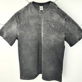 Mens Vintage T-Shirts SAINT Wasteland Style Ripped Washing Techniques T-Shirts