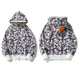 Bathing Ape Hoodie Shark with Camo Hooded Cardigan Zip Sweater Double Hat Jacket