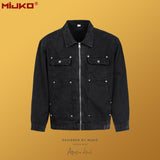 MIJKO Mens Jacket Unisex Mainstream Fashion Denim Jacket