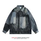 Men Jacket Spring Patchwork Denim Jacket Men's Loose Fashionable Casual Jacket