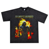 Rock Star T Shirt Rock Band Alternative Metal Disturbed Band Washed T-shirt Short Sleeve Loose Men and Women