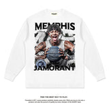 Nba Long Sleeve Shirt Autumn and Winter Ja Morant American Street Basketball Jersey Printed Long Sleeve T-shirt