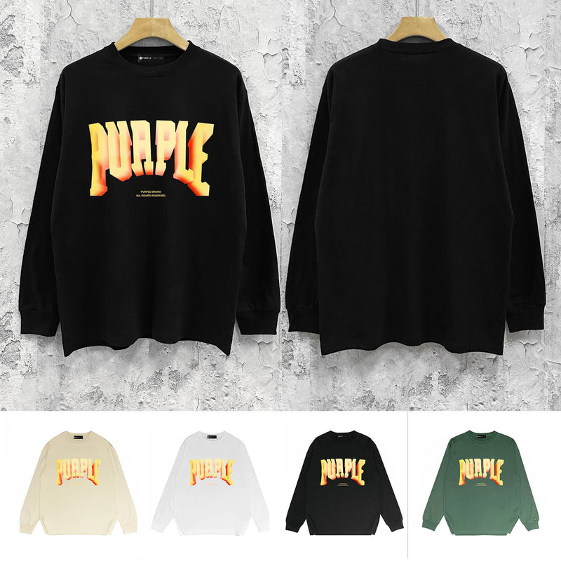Purple Brand Long Sleeve T-Shirt Fashion Loose Long Sleeve Top