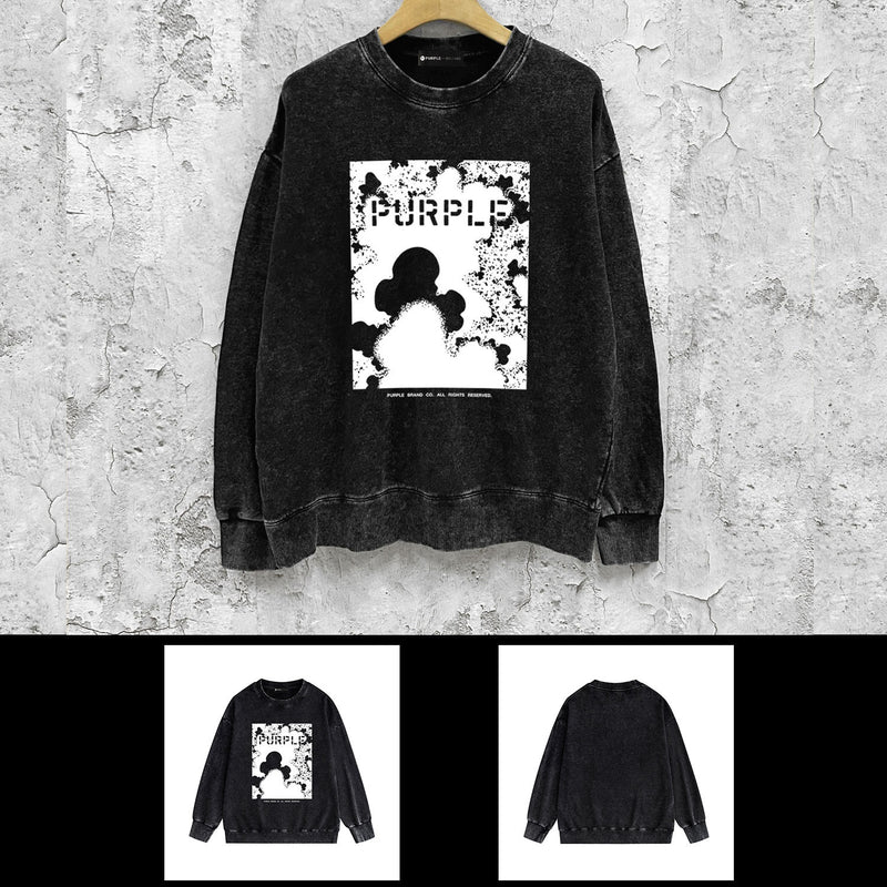Purple Brand Distressed Sweatshirt Retro Vintage Crew Neck Sweater