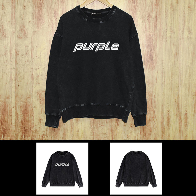 Purple Brand Distressed Sweatshirt Retro Vintage Crew Neck Sweater
