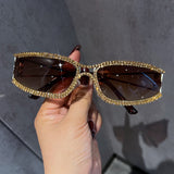 Trendy punk glasses y2k cut out diamond retro