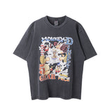 Mens Vintage T-Shirts Cartoon Wash Loose