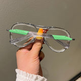 Trendy punk glasses diamond-encrusted anti-blue light double beam