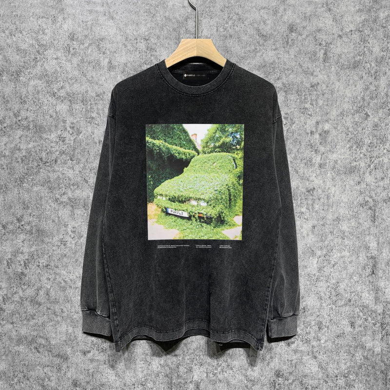 Purple Brand Distressed Long Sleeve Shirt Fashion Distressed Loose Long-sleeved Top