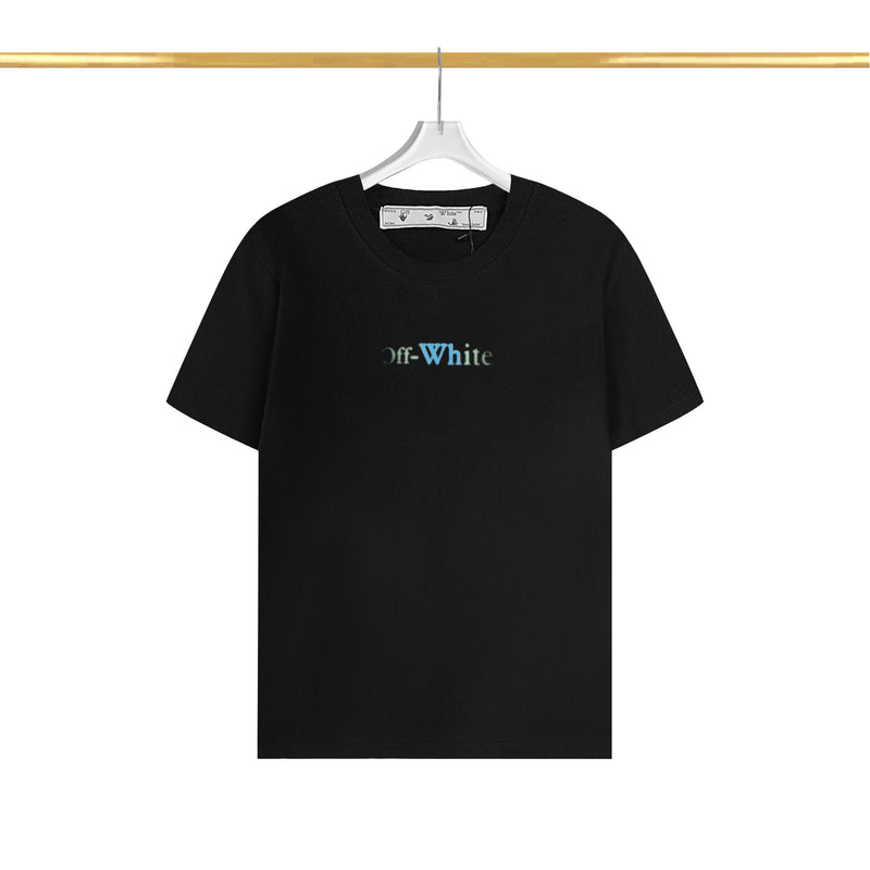 Off White T Shirts OW Color Matching Arrow Pattern Crew Neck Pullover Short Sleeves