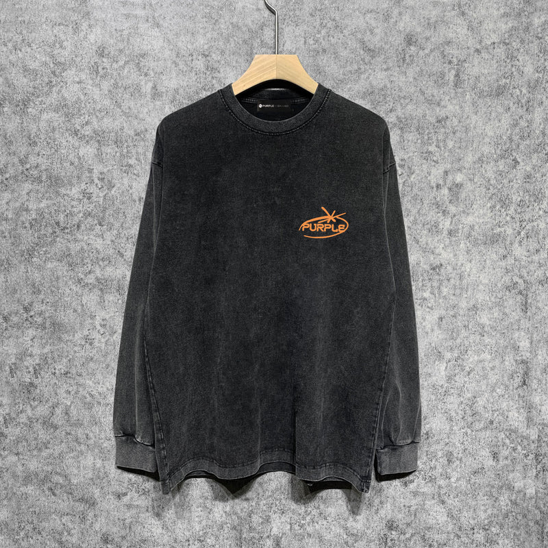 Purple Brand Distressed Long Sleeve Shirt Fashion Distressed Loose Long-sleeved Top