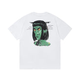 Off White T Shirts OW Witch Character Pattern Crew Neck Pullover Short Sleeves