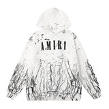 Amiri Hoodie AMI Ripped logo print hooded sweater