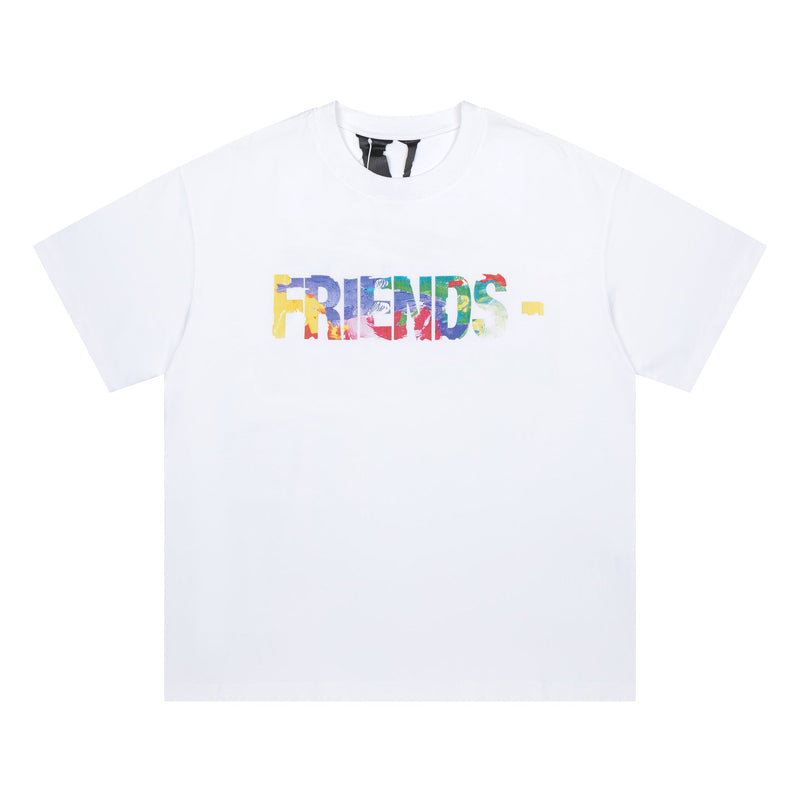 Vlone T Shirt Spring Summer Color Big V Letter Crew Neck