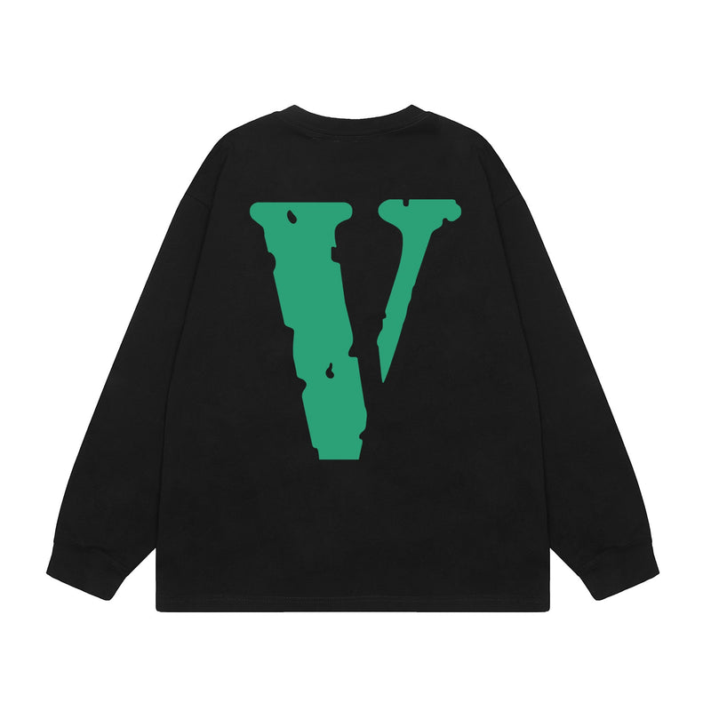 Vlone Sweatshirts Autumn and Winter Green Big V Letter Crew Neck