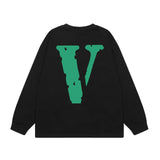 Vlone Sweatshirts Autumn and Winter Green Big V Letter Crew Neck