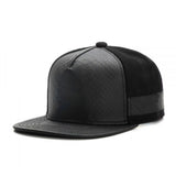 Trendy flat brimmed hat leather