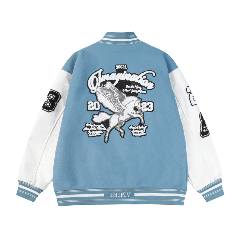 Amiri Jacket Spring and Autumn AMI Pattern Baseball Jacket Jacket Men's and Women's