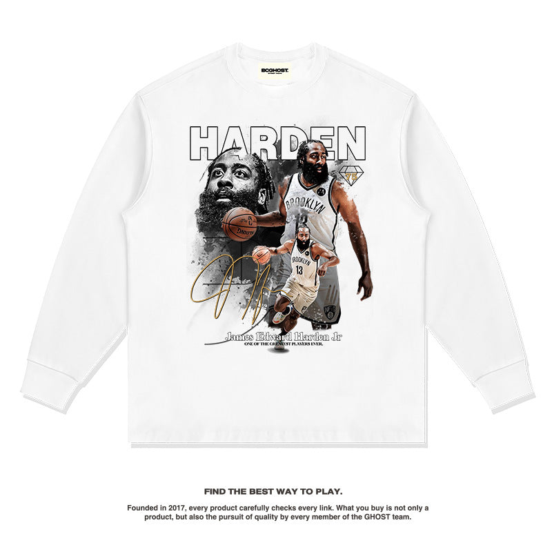 Nba Long Sleeve Shirt Autumn and Winter Long Sleeve T-shirt Men and Women Heavy Weight