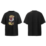 Men Vintage T-Shirts Vintage Mickey Fries Cartoon Washed Old Loose Short Sleeves