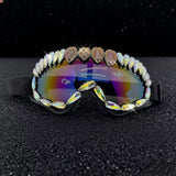 Trendy punk glasses colorful crystal